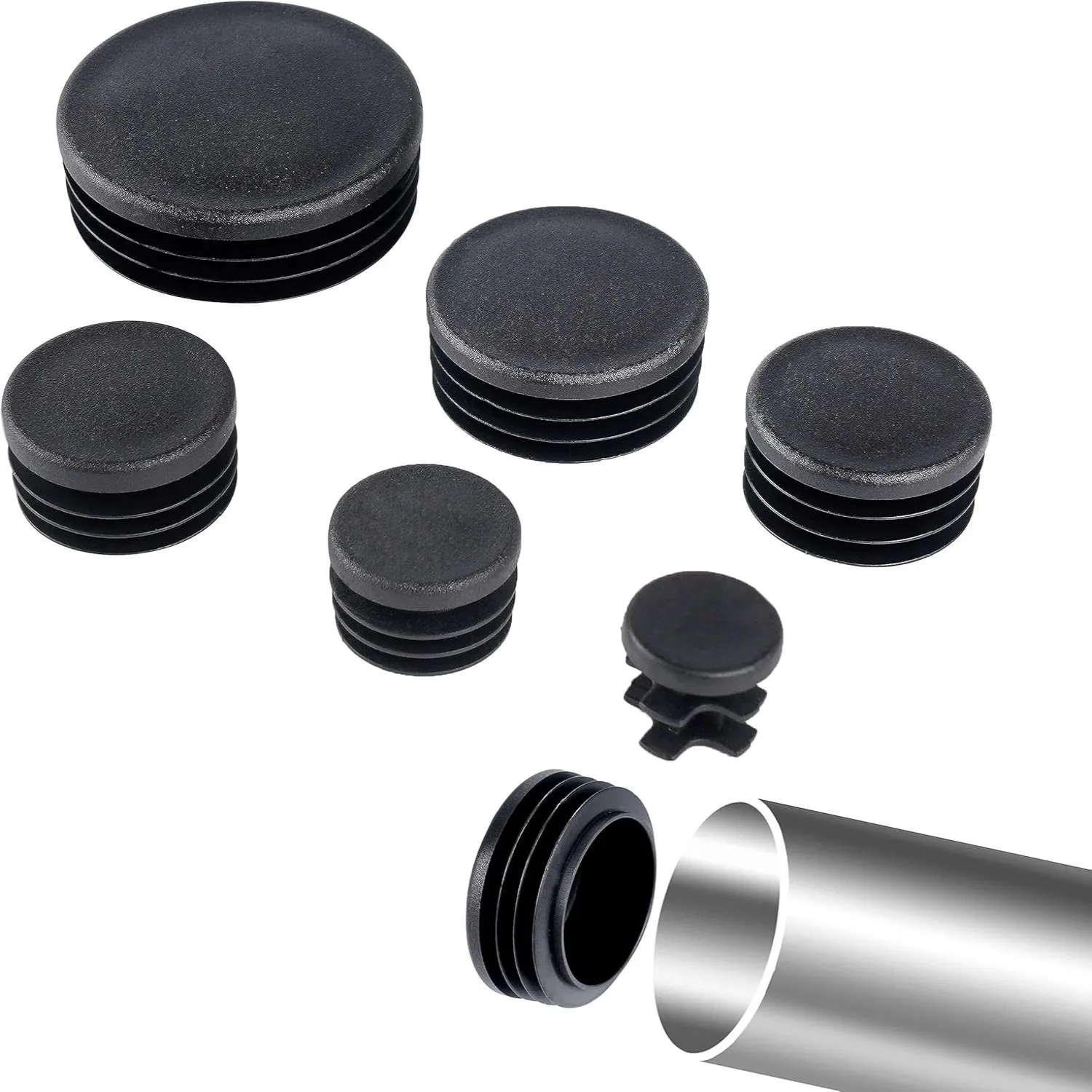 Plastic Pipe Clip - Siyah Yuvarlak boru tapası 10-60mm Plastik